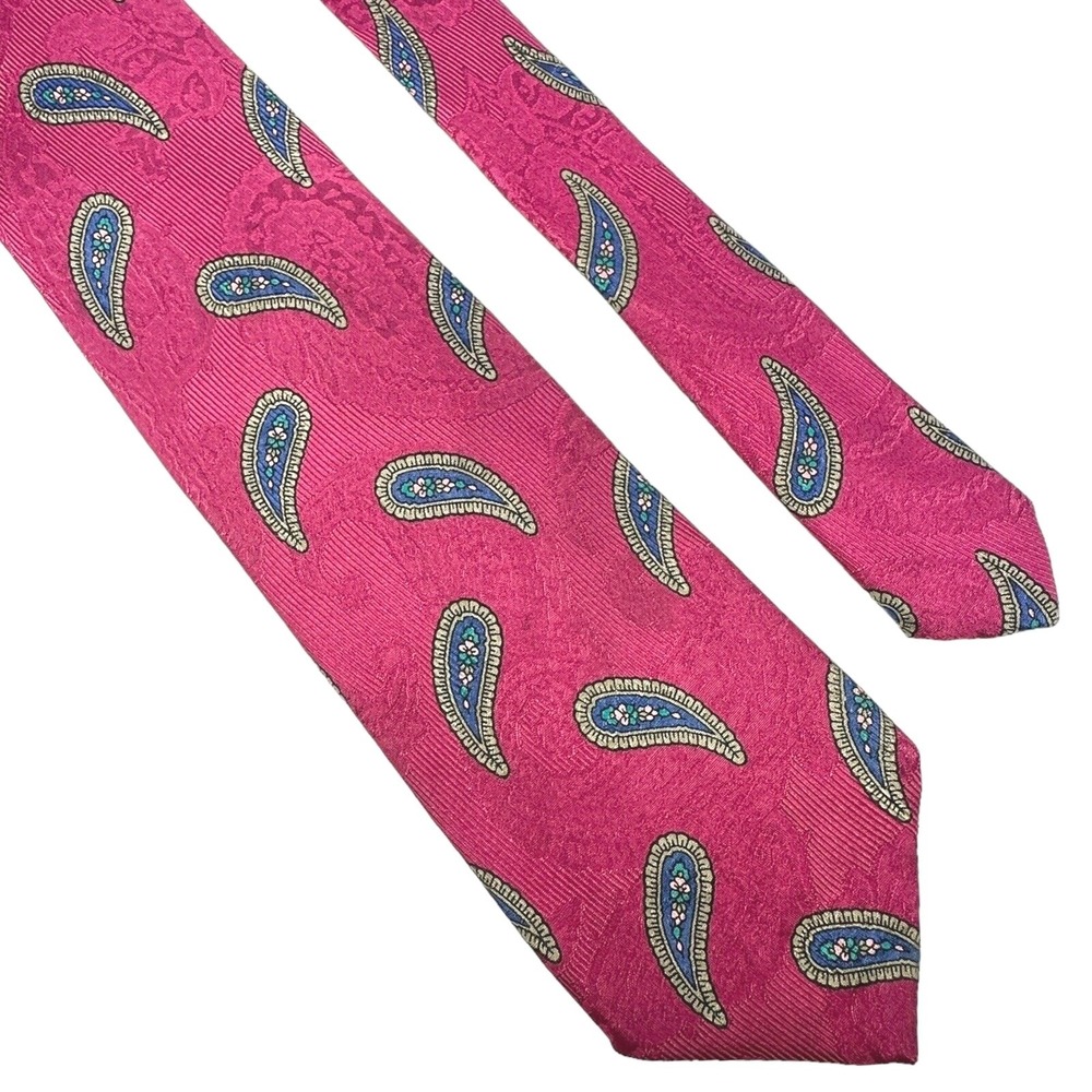 Robert Talbott Best of Class Pink Paisley Silk Tie Hand Sewn Made in USA 59"